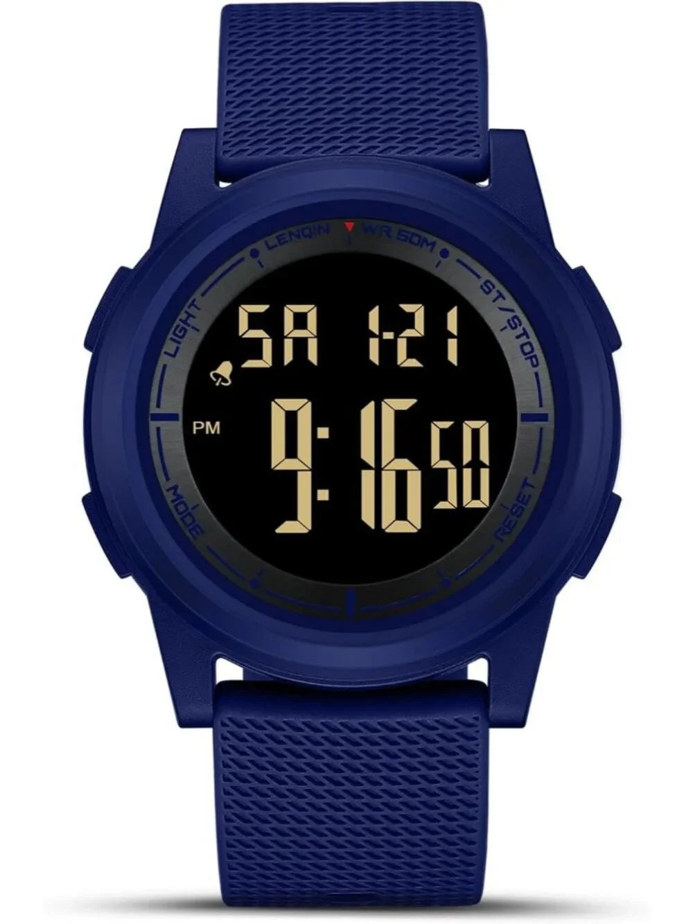 Men's Navy Blue Black Digital Ultra Thin Sports Waterproof Silicone Band Watch